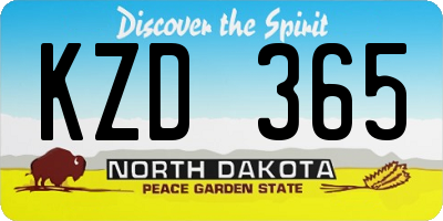 ND license plate KZD365