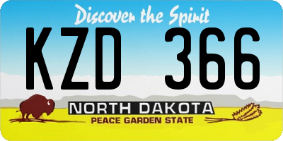 ND license plate KZD366