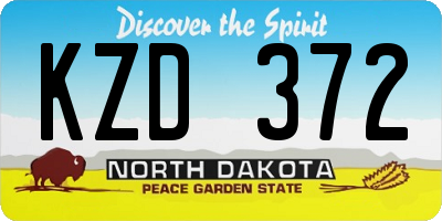 ND license plate KZD372