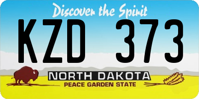ND license plate KZD373