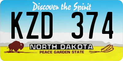 ND license plate KZD374