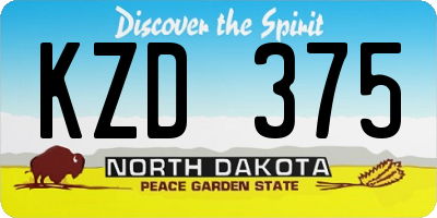 ND license plate KZD375