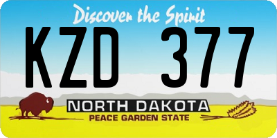 ND license plate KZD377