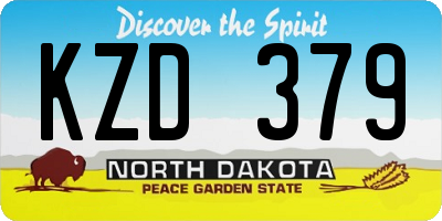 ND license plate KZD379