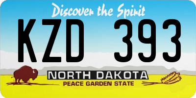 ND license plate KZD393
