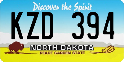 ND license plate KZD394