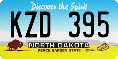 ND license plate KZD395