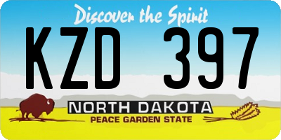 ND license plate KZD397