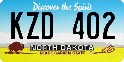 ND license plate KZD402