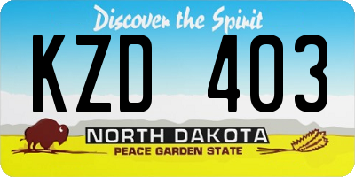 ND license plate KZD403