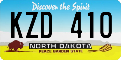 ND license plate KZD410
