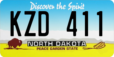 ND license plate KZD411