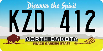 ND license plate KZD412
