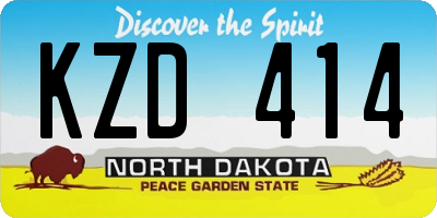 ND license plate KZD414