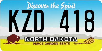 ND license plate KZD418