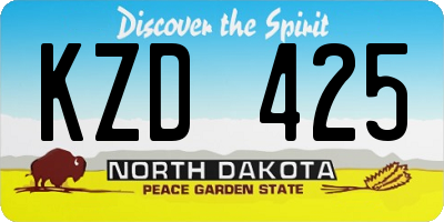 ND license plate KZD425