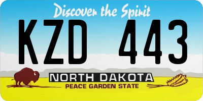 ND license plate KZD443