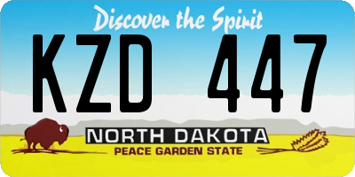 ND license plate KZD447