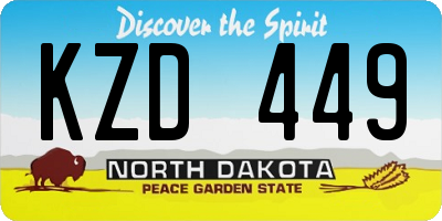 ND license plate KZD449