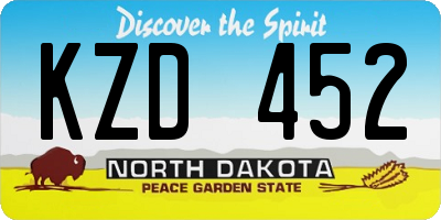 ND license plate KZD452
