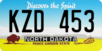 ND license plate KZD453