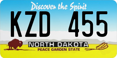 ND license plate KZD455