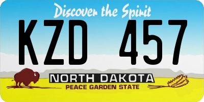 ND license plate KZD457