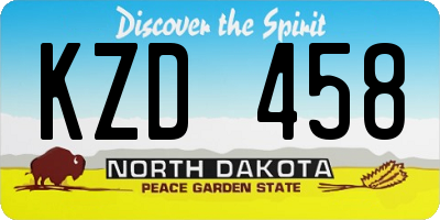 ND license plate KZD458