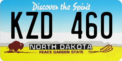 ND license plate KZD460