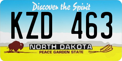 ND license plate KZD463