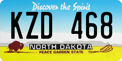 ND license plate KZD468