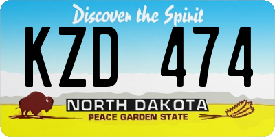 ND license plate KZD474