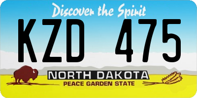 ND license plate KZD475
