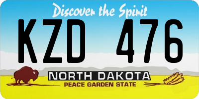ND license plate KZD476