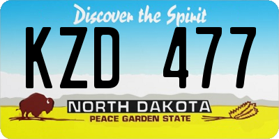 ND license plate KZD477