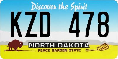 ND license plate KZD478
