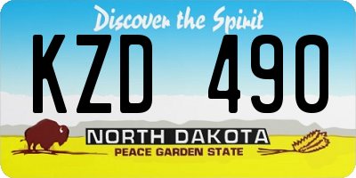 ND license plate KZD490