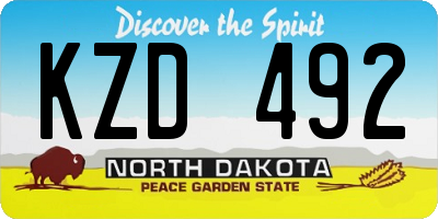 ND license plate KZD492