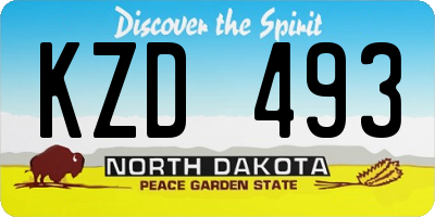 ND license plate KZD493