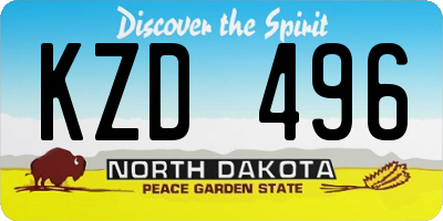 ND license plate KZD496