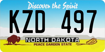 ND license plate KZD497