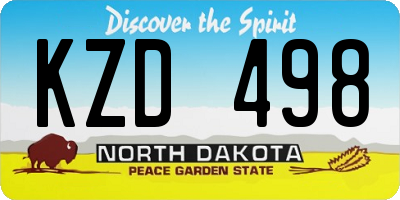 ND license plate KZD498