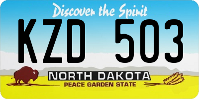 ND license plate KZD503