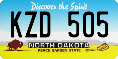 ND license plate KZD505