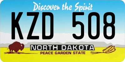 ND license plate KZD508