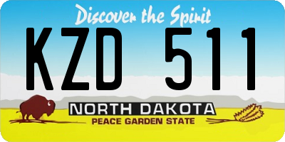 ND license plate KZD511
