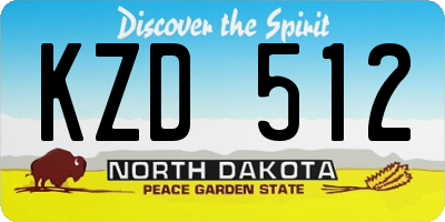 ND license plate KZD512