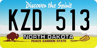 ND license plate KZD513