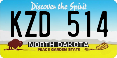ND license plate KZD514