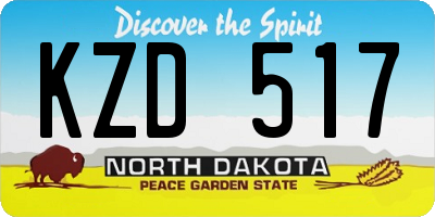 ND license plate KZD517